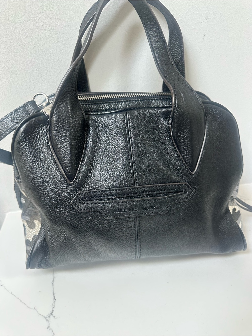 Amiee Kestenberg Leather Black Metallic Camo Leather Bag - Picture 8 of 12